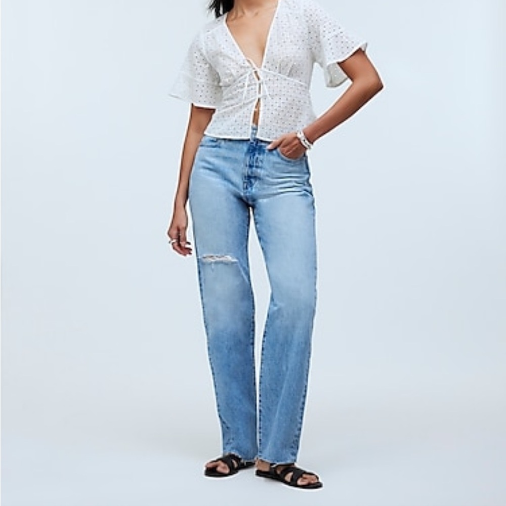 Madewell 90’s Straight Jean in Revoir Wash Ripped Edition sz 29